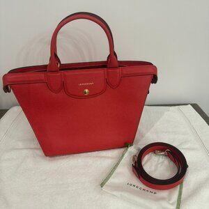 LONGCHAMP Le Pliage Heritage Leather Handbag - Red - NEW!